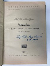 kniha Věrouka v duchu církve československé ve dvou dílech. Díl II, Tiskové a nakladatel. družstvo Blahoslav 1946