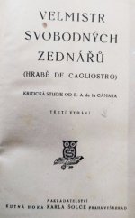 kniha Velmistr svobodných zednářů  Hrabě de Cagliostro - Kritická studie, K. Šolc 1922