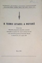 kniha K teorii letadel a motorů Část 1 Sborník příspěvků věd. semináře Vojenské akademie Antonína Zápotockého konaného v Brně 26.-27. srpna 1981., VAAZ 1981