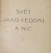 kniha Svět jako vědomí a nic, s.n. 1904