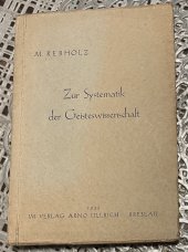 kniha Zur Systematik der Geisteswissenschaft, Verlag 1936