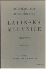 kniha Latinská mluvnice pro střední školy. Díl první, Jednota českých filologů 1934