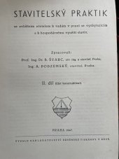 kniha Stavitelský praktik. Díl II, I.L. Kober 1913