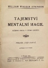 kniha Tajemství mentální magie učebná kniha o sedmi lekcích, Sfinx 1922
