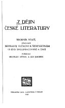 kniha Z dějin české literatury sborník statí věn. Jaroslavu Vlčkovi k šedesátinám od jeho spolupracovníků a žáků, Jan Laichter 1920