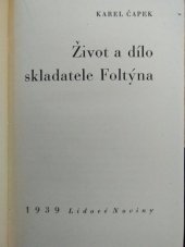 kniha Život a dílo skladatele Foltýna, Lidové noviny 1939