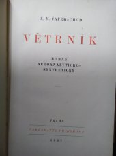 kniha Větrník Román autoanalyticko-synthetický, Fr. Borový 1927