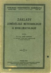 kniha Základy zemědělské meteorologie a bioklimatologie, Minist. zeměd. 1923