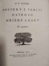 kniha Povídky z Tahiti, ostrovů hříšné lásky, A.V. Novák 1924