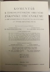 kniha Komentář k Československému obecnému zákoníku občanskému a občanské právo platné na Slovensku a v Podkarpatské Rusi, V. Linhart 1935