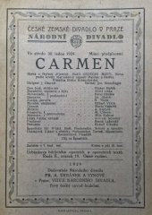 kniha Carmen opera o čtyřech jednáních, Fr. A. Urbánek a synové 1929