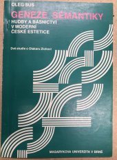 kniha Geneze sémantiky hudby a básnictví v moderní české estetice (dvě studie o Otakaru Zichovi), Masarykova univerzita, Filozofická fakulta 1992