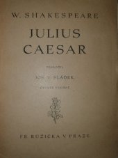 kniha Julius Caesar Tragedie v pěti jednáních, J. Otto 1931