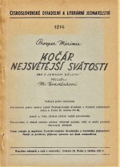 kniha Kočár nejsvětější svátosti hra o jednom dějství, [ČDLJ 1954