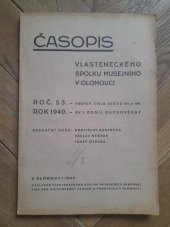 kniha Časopis vlasteneckého spolku musejního v Olomouci. Roč. 53. Rok 1940., Vlastenecký spolek musejní v Olomouci 1940