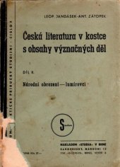 kniha Česká literatura v kostce s obsahy význačných děl. Díl II., - Národní obrození - lumírovci, Nákladem Studia 1946