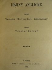 kniha Dějiny anglické. Díl třetí, I.L. Kober 1862