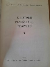 kniha K historii Plzeňských pivovarů, Krajské nakladatelství 1959