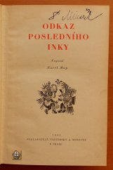 kniha Odkaz posledního Inky, Toužimský & Moravec 1942