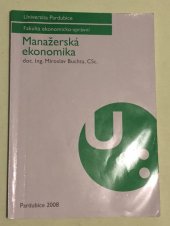 kniha Manažerská ekonomika, Univerzita Pardubice 2008