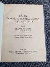 kniha Osudy dobrého vojáka Švejka za světové války Díl III. - Slavný výprask, J. Hašek 