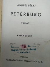 kniha Petěrburg Kniha druhá román., Melantrich 1935