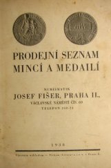 kniha Prodejní seznam mincí a medailí, s.n. 1938