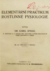 kniha Elementární praktikum rostlinné fysiologie, R. Promberger 1910