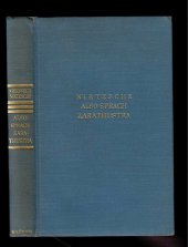 kniha Also Sprach Zarathustra ein Buch für alle und keinen, Alfred Kröner Verlag 1930