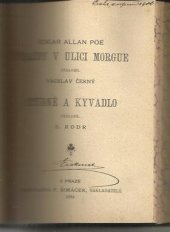 kniha Vraždy v ulici Morgue Studně a kyvadlo, F. Šimáček 1894