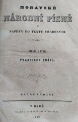 kniha Moravské národní písně s nápěvy do textu vřaděnými, Tiskem a nákladem Karla Winikera 1859