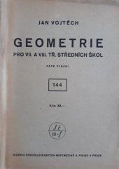 kniha Geometrie pro VII. a VIII. třídu středních škol, Jednota československých matematiků a fysiků 1946