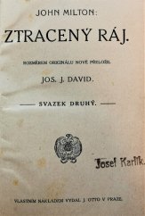 kniha Ztracený ráj. I[-II], J. Otto 1911