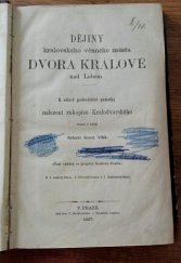 kniha Dějiny královského věnného města Dvora Králové nad Labem, Antonín Konstantin Viták 1867