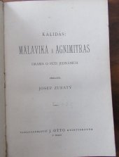 kniha Málaviká a Agnimitras drama o 5 jednáních, J. Otto 1893