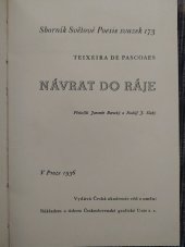 kniha Návrat do ráje, Česká grafická Unie 1936