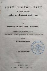 kniha Umění hospodářské ve všech odvětvích orby a chování dobytka, Sklad Karla André-a 1853