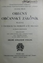 kniha Obecný občanský zákoník platný v Čechách na Moravě a ve Slezsku se zákony doplňujícími, Všehrd 1928