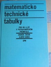 kniha Matematicko-technické tabulky Učební text pro 1.-3. ročník odborných učilišť a učňovských škol v potravinářském průmyslu, SPN 1974