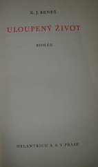 kniha Uloupený život Román, Melantrich 1935
