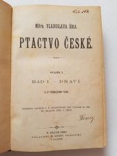 kniha Mdra. Vladislava Šíra Ptactvo české. Svazek I. - Draví, M. Knapp 1890