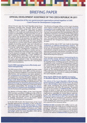 kniha Official development assistance of the Czech Republic in 2011 perspective of the non-governmental organisations joined together in FoRS - Czech Forum for Development Cooperation : briefing paper, FoRS - Czech Forum for Development Cooperation 2012