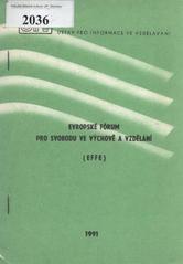 kniha Evropské fórum pro svobodu ve výchově a vzdělání (EFFE), Ústav pro informace ve vzdělávání 1991