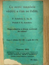 kniha Co musí manželé věděti a čím se říditi, Frant. Navrátil 1933