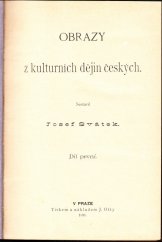 kniha Obrazy z kulturních dějin českých, J. Otto 1891