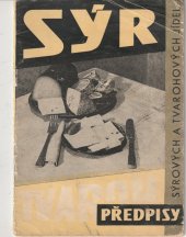 kniha Předpisy sýrových a tvarohových jídel, SEVT 1959