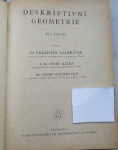 kniha Deskriptivní geometrie. Díl první, Jednota českých matematiků a fysiků 1945