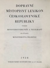 kniha Dopravní místopisný lexikon Československé republiky, Ministerstvo pošt a telegrafů 1928