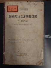 kniha Program c.k. vyššího gymnasia slovanského v Brně na konci školního roku 1871-1872, C.k. vyšší gymnasium slovanské 1872