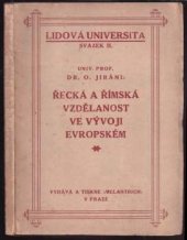 kniha Řecká a římská vzdělanost ve vývoji evropském, Melantrich 1921